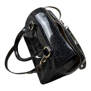 Carrying Kind Black Glitter Mini Satchel Crossbody Bag Top Handle